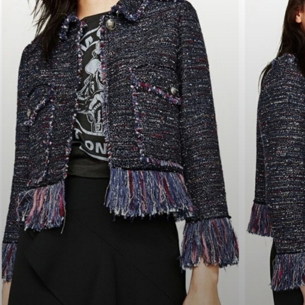 Zara Tweed Fringe Jacket